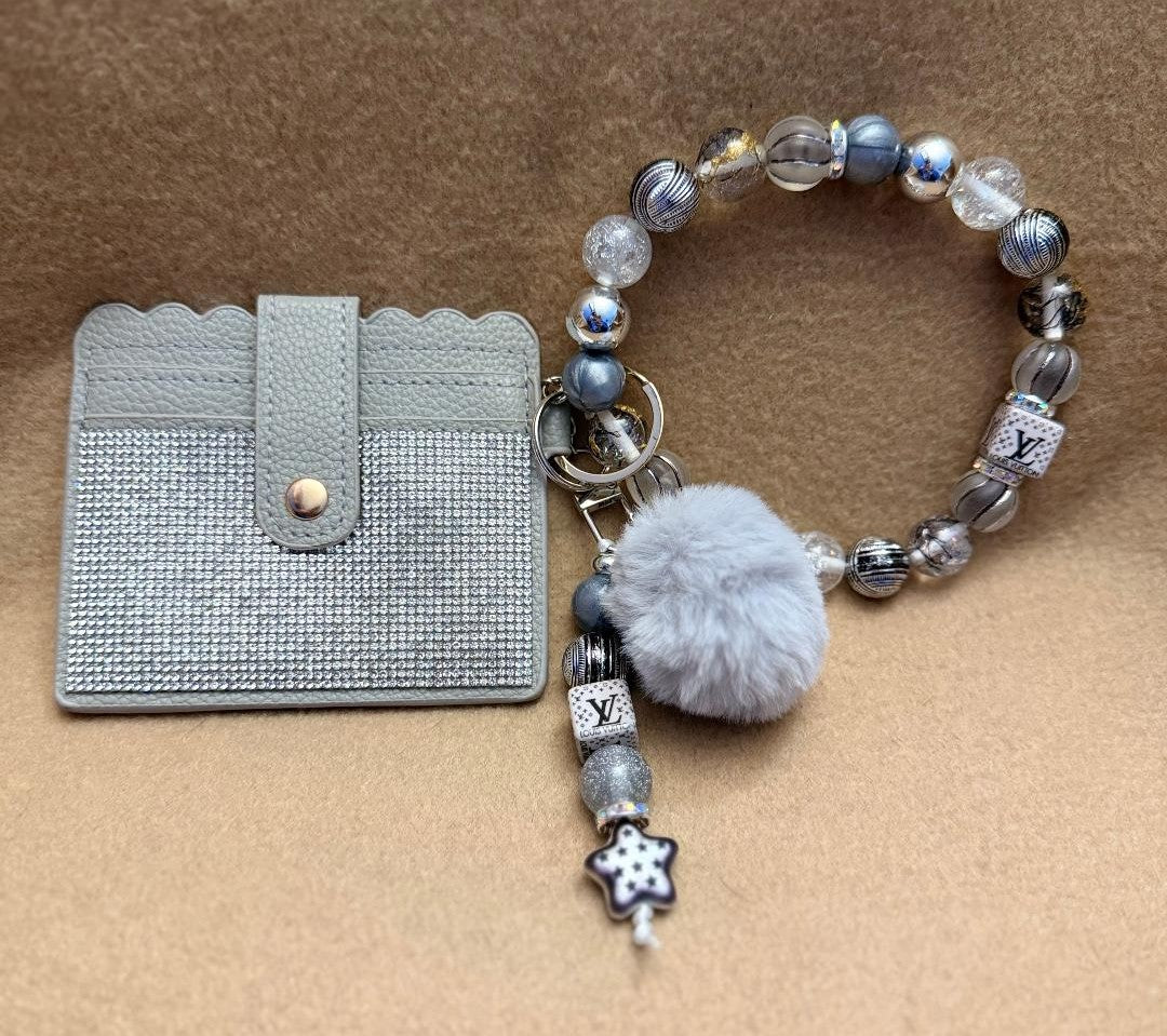 Silver Luxe Beaded Wristlet