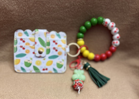 Cherry Citrus Beaded Wristlet