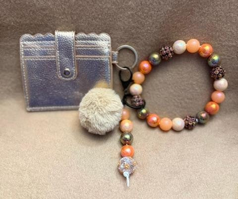 Sunset Blush Beaded Wristlet