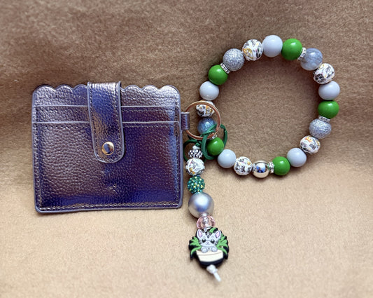 Silver Kitty Beaded Wristlet