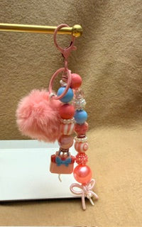 Cotton Candy Charm Beaded Keychain