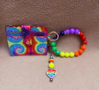 Rainbow Swirl Wallet Wristlet Set
