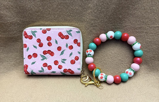 Cherry Pop Beaded Wristlet