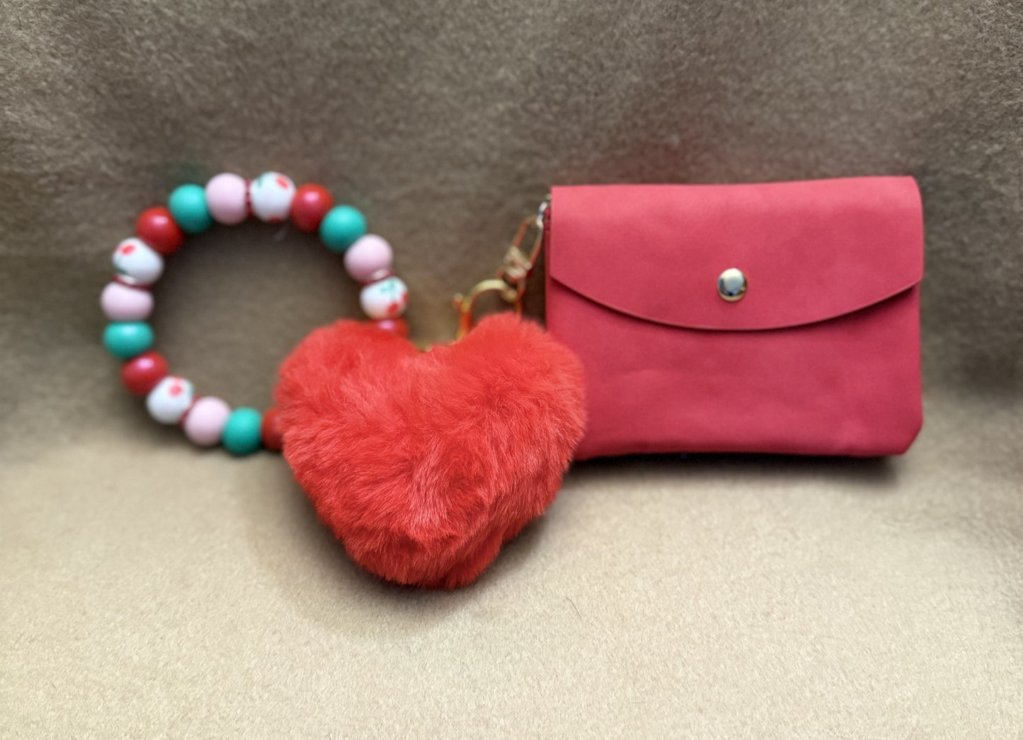 Sweetheart Cherry Beaded Wristlet